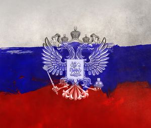 Preview wallpaper russia, coat of arms, eagle, flag