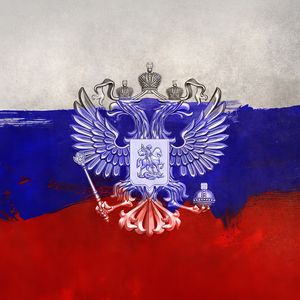 Preview wallpaper russia, coat of arms, eagle, flag