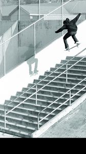 Preview wallpaper ryan smith, jump, skateboard, ladder, steps, trick