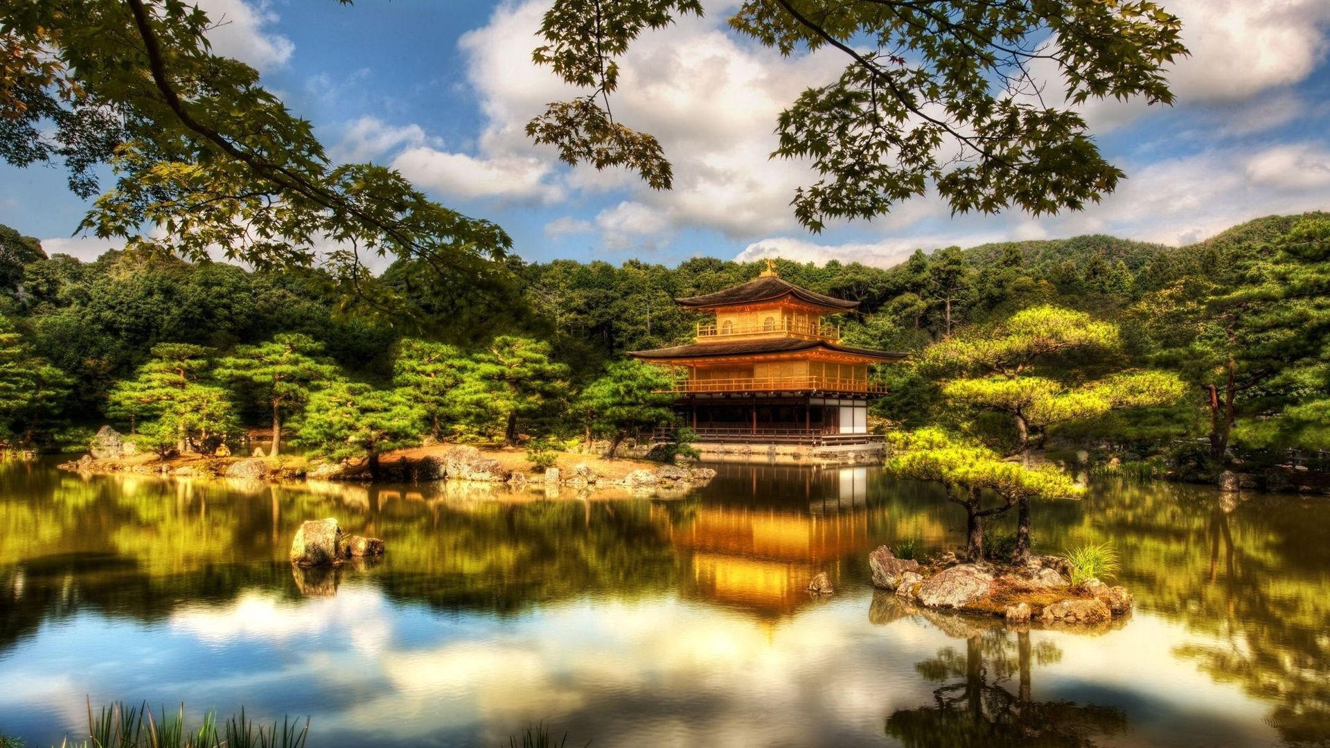 Download wallpaper 1920x1080 ryoanji zen garden, japan, mirabell, gardens,  austria full hd, hdtv, fhd, 1080p hd background