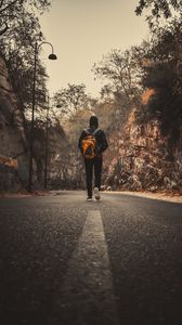 Preview wallpaper sadness, loneliness, alone, backpack, road