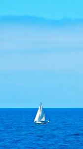 Preview wallpaper sail, boat, sea, ocean, blue, horizon