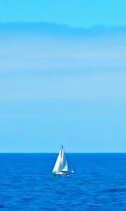 Preview wallpaper sail, boat, sea, ocean, blue, horizon