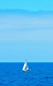 Preview wallpaper sail, boat, sea, ocean, blue, horizon