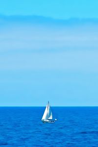 Preview wallpaper sail, boat, sea, ocean, blue, horizon