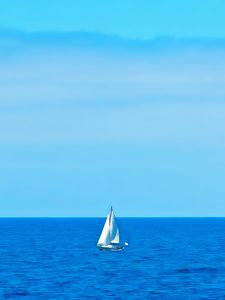 Preview wallpaper sail, boat, sea, ocean, blue, horizon