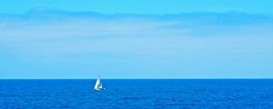 Preview wallpaper sail, boat, sea, ocean, blue, horizon