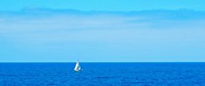 Preview wallpaper sail, boat, sea, ocean, blue, horizon