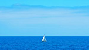 Preview wallpaper sail, boat, sea, ocean, blue, horizon