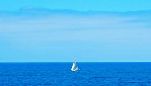 Preview wallpaper sail, boat, sea, ocean, blue, horizon