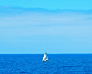 Preview wallpaper sail, boat, sea, ocean, blue, horizon