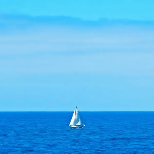 Preview wallpaper sail, boat, sea, ocean, blue, horizon