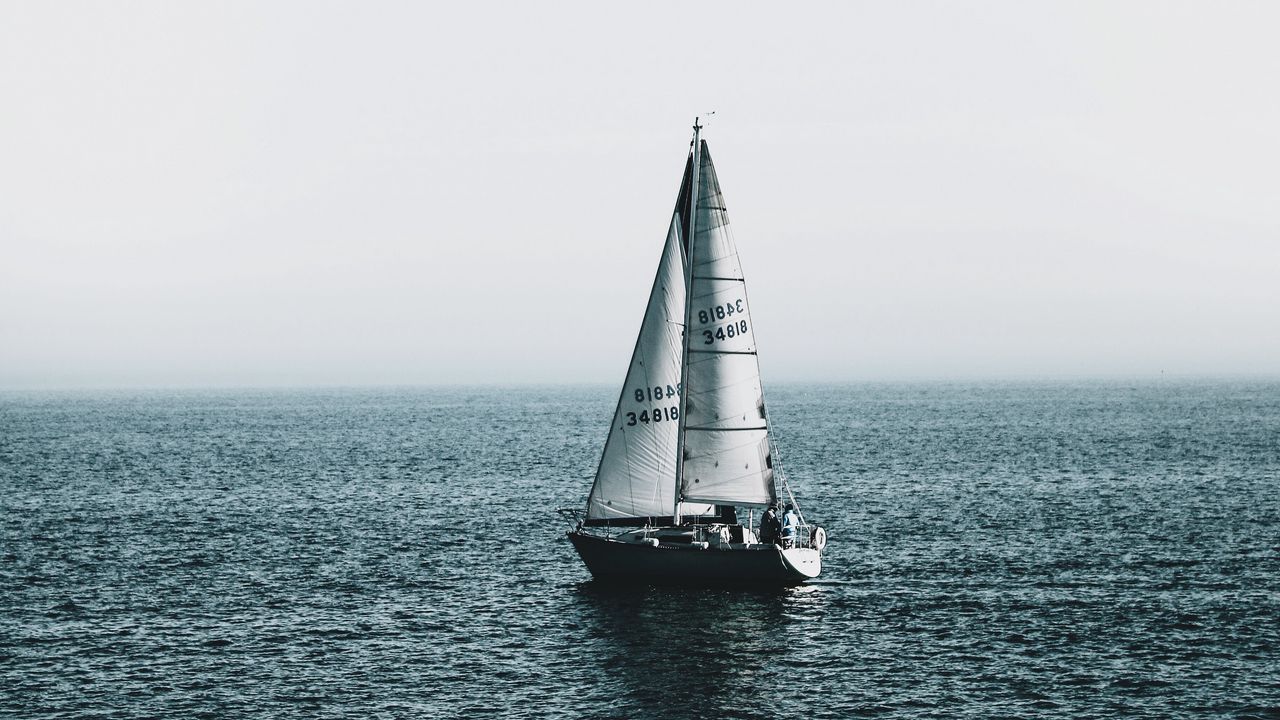 Wallpaper sail, boat, sea, ripples