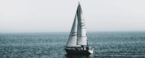 Preview wallpaper sail, boat, sea, ripples