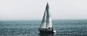 Preview wallpaper sail, boat, sea, ripples