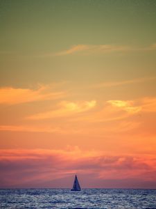 Preview wallpaper sail, boat, sea, horizon, minimalism