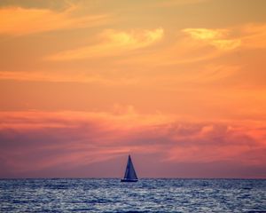 Preview wallpaper sail, boat, sea, horizon, minimalism