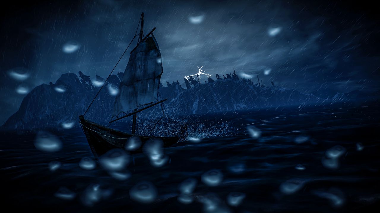 Wallpaper sail, boat, storm, dark