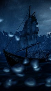 Preview wallpaper sail, boat, storm, dark