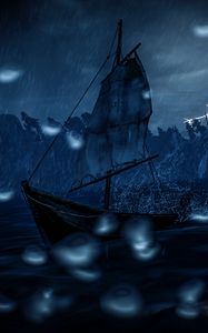 Preview wallpaper sail, boat, storm, dark
