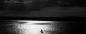 Preview wallpaper sail, lonely, night, bw