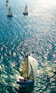 Preview wallpaper sail, sea, swimming, many