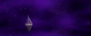 Preview wallpaper sail, starry sky, reflection, purple