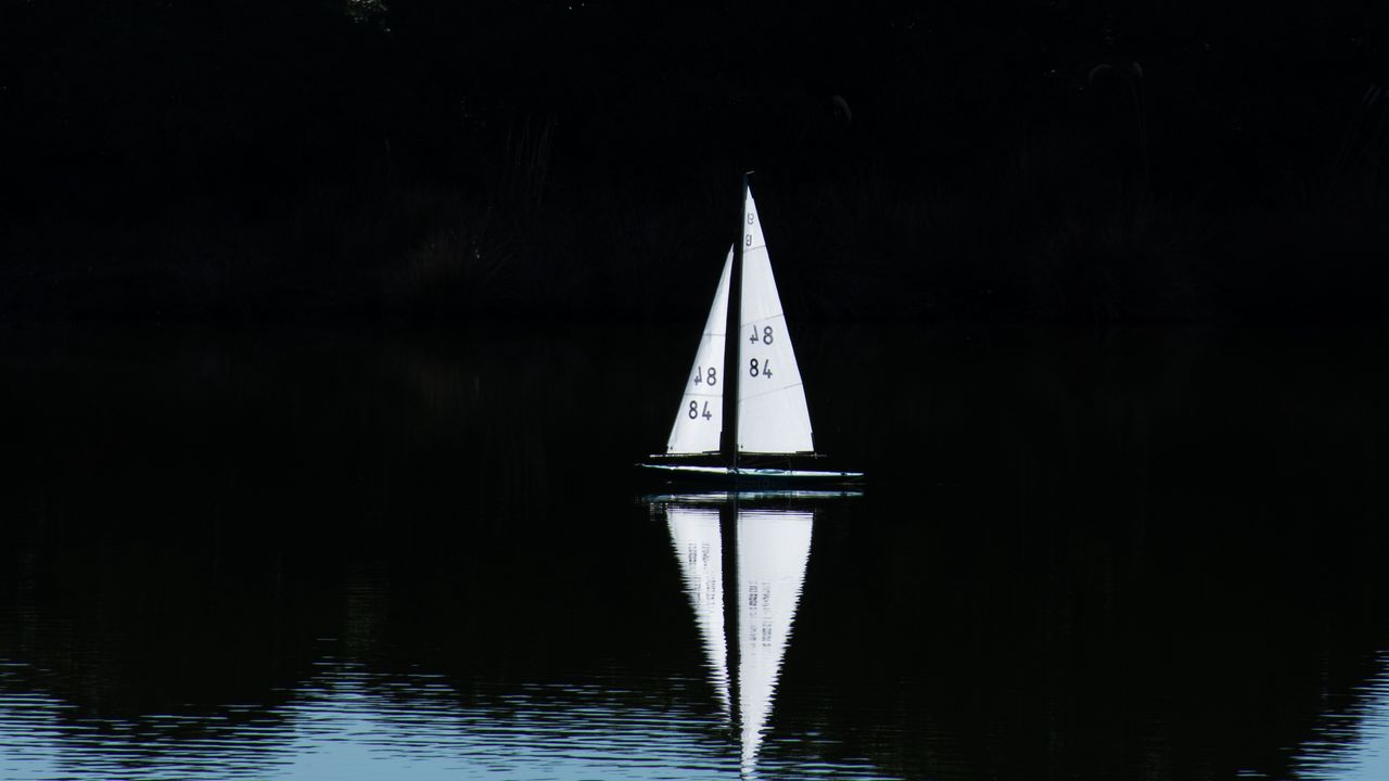 Wallpaper sailboat, boat, lake, water, reflection, landscape