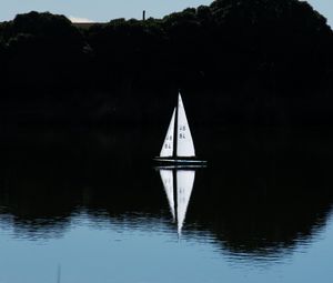Preview wallpaper sailboat, boat, lake, water, reflection, landscape
