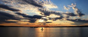 Preview wallpaper sailboat, boat, sail, sea, clouds, twilight