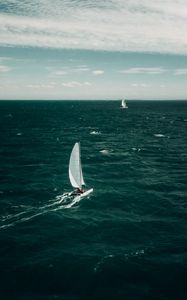 Preview wallpaper sailboat, boat, sea, horizon, water