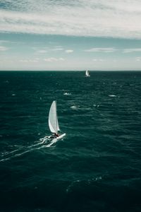 Preview wallpaper sailboat, boat, sea, horizon, water