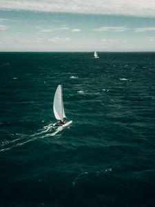 Preview wallpaper sailboat, boat, sea, horizon, water