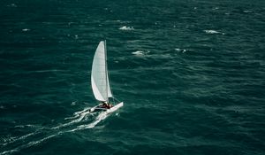 Preview wallpaper sailboat, boat, sea, horizon, water