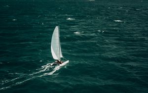 Preview wallpaper sailboat, boat, sea, horizon, water