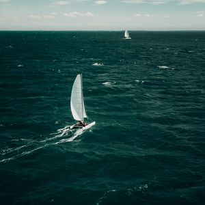 Preview wallpaper sailboat, boat, sea, horizon, water