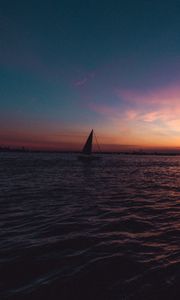 Preview wallpaper sailboat, boat, sea, sunset, horizon