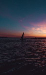 Preview wallpaper sailboat, boat, sea, sunset, horizon