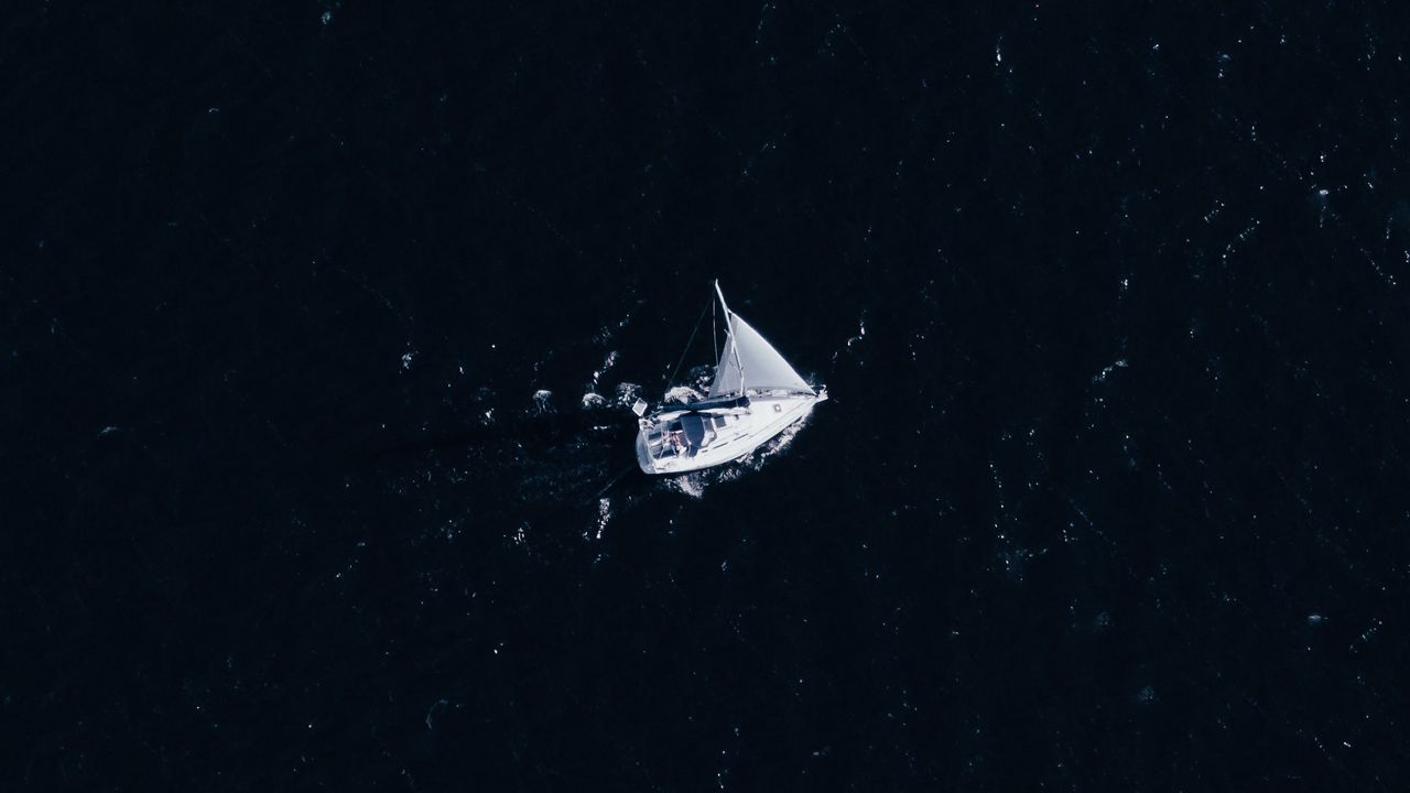 Wallpaper sailboat, boat, sea, aerial view
