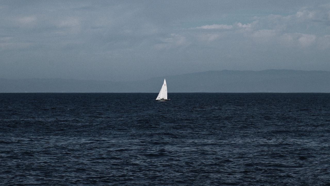 Wallpaper sailboat, boat, sea, water, alone