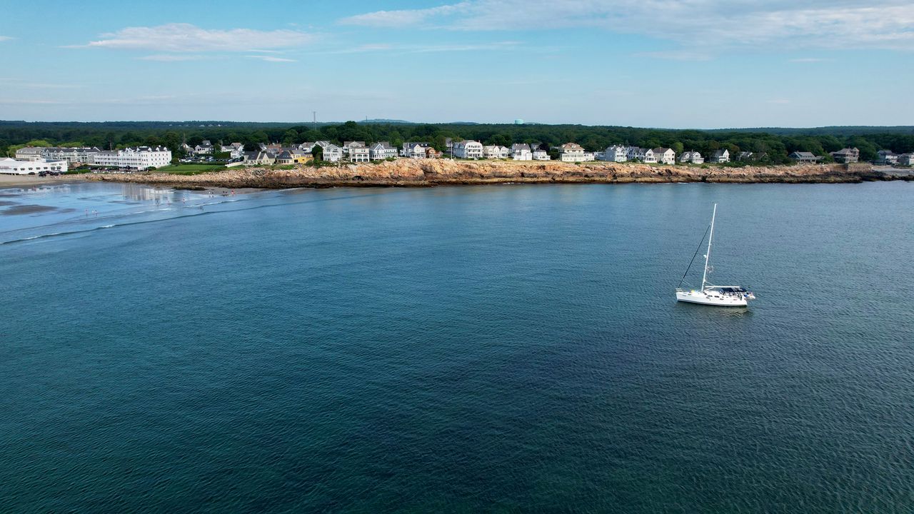 Wallpaper sailboat, boat, water, landscape, aerial view