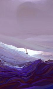 Preview wallpaper sailboat, boat, waves, paint, art
