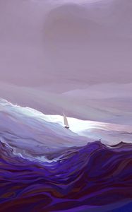 Preview wallpaper sailboat, boat, waves, paint, art