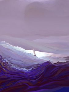 Preview wallpaper sailboat, boat, waves, paint, art