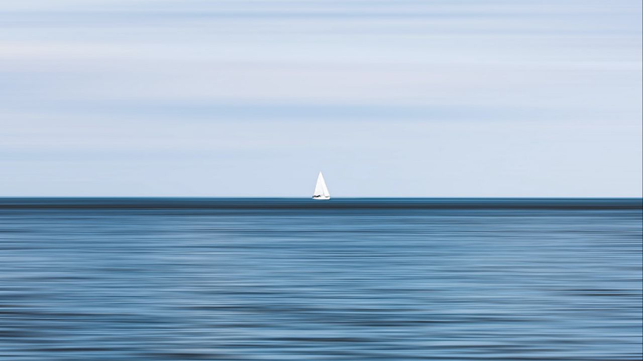 Wallpaper sailboat, horizon, sea, waves, sky