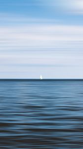 Preview wallpaper sailboat, horizon, sea, waves, sky
