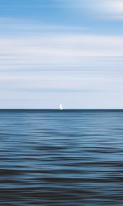 Preview wallpaper sailboat, horizon, sea, waves, sky