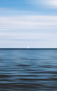 Preview wallpaper sailboat, horizon, sea, waves, sky