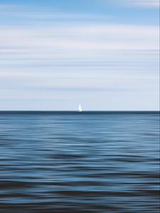 Preview wallpaper sailboat, horizon, sea, waves, sky