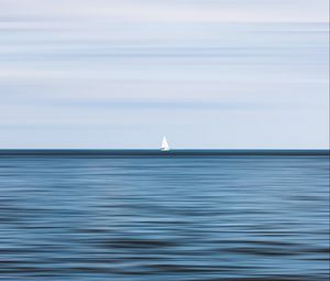 Preview wallpaper sailboat, horizon, sea, waves, sky